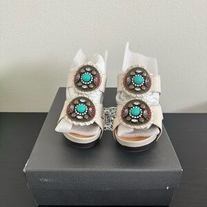 Cream Sandals with Decorative Medallions